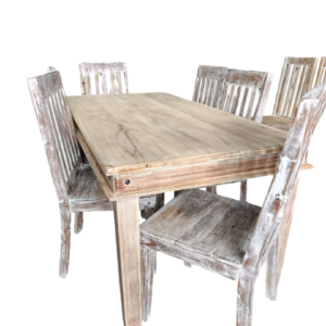 White Wash Table with 6 Chair